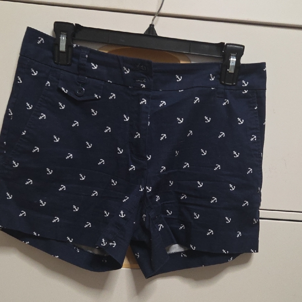 Nautica Navy Blue Anchor Print Women's Shorts Sz 2